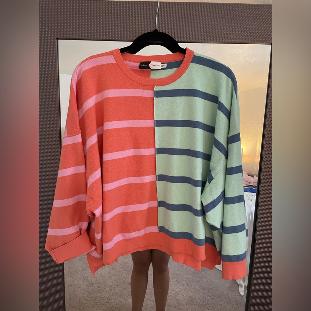 Piper and Scoot Two Toned Striped Pullover